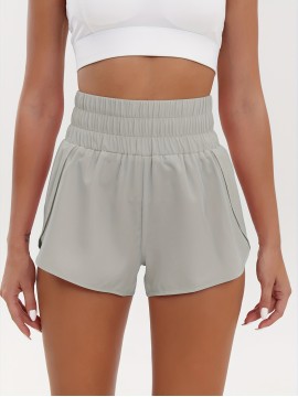 Women's Solid Color Casual Sports Shorts - Elastic Waist Fitness Running Shorts for Athleisure Comfort